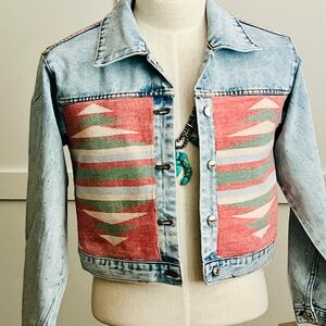 Rhinestone Pink Southwestern Denim Jacket